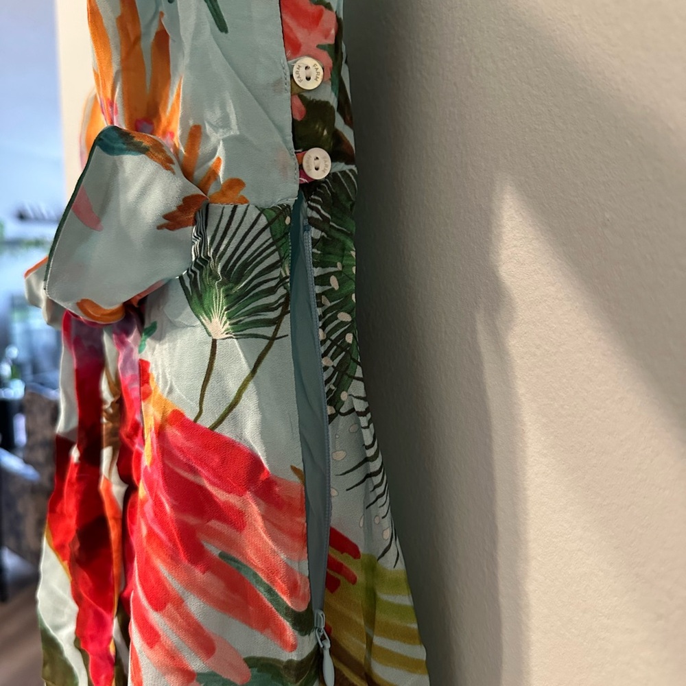 Aqua Tropical Parrot Print Wrap Maxi Dress - Picture 8 of 10